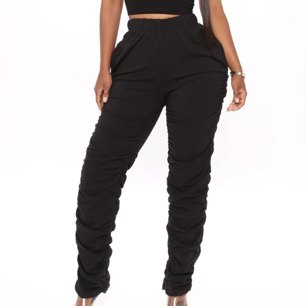 Ruched Jogger Pant - Black